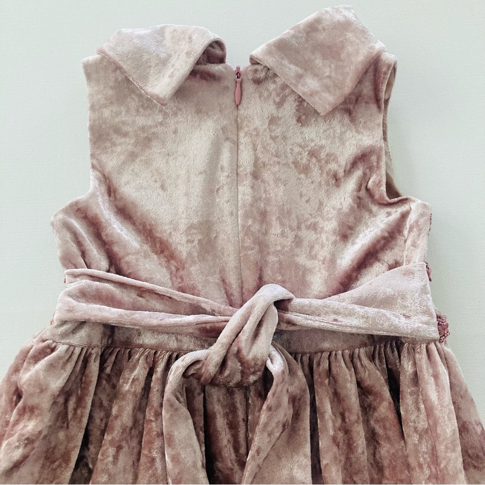 Bonnie Jean 4T Toddler Girl Pink Crushed Velvet Dress Special Occasions - Picture 4 of 9
